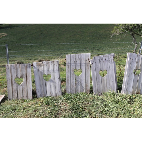 201 - Selection of antique Swiss Alpine pine window shutters with Heart cut outs, approx 95cm H and shorte... 