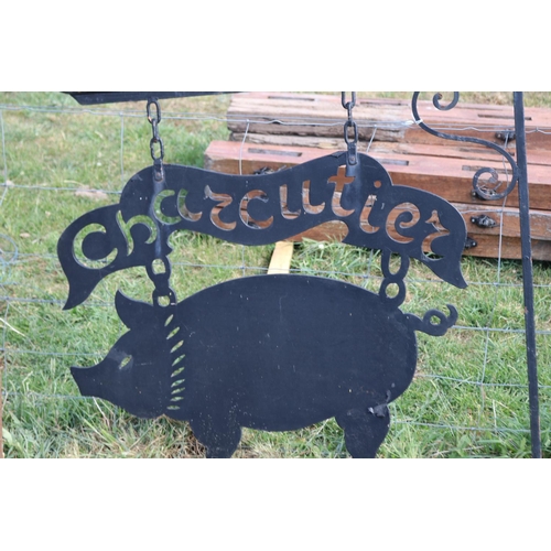 225 - Old French Charcutier shop sign, cut out pig figure, approx 134cm W x 112cm H
