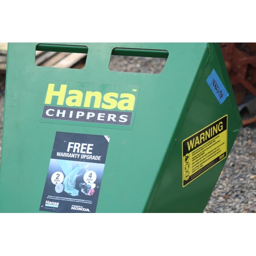323 - Hansa wood chipper, GX Honda motor. as new