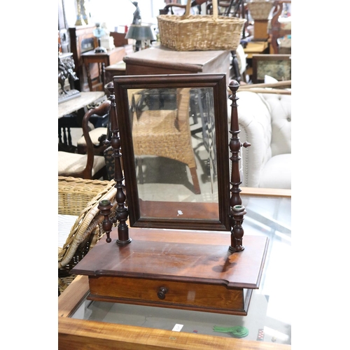 399 - Antique French toilet mirror, with single drawer and candlestick holders, approx 64cm H x 54cm W x 3... 