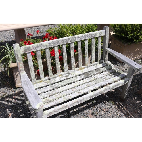 79 - Teak garden bench, approx 120cm L x 84cm H x 60cm D