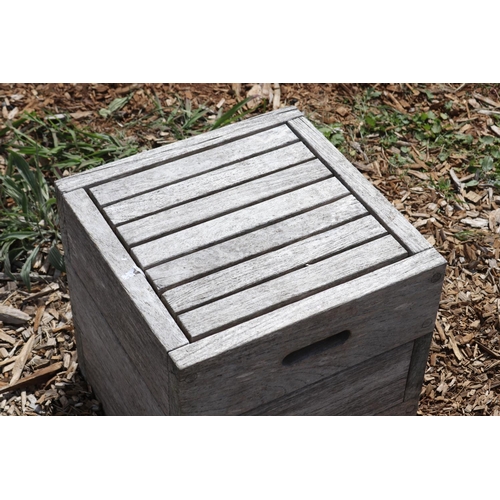 97 - Teak cube stool, approx 43cm H x 40cm Sq
