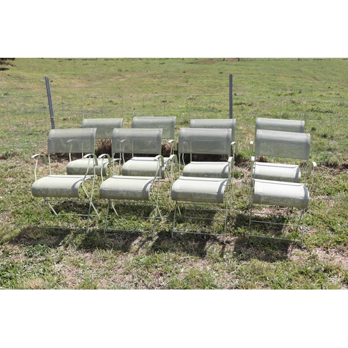 98 - Set of eight Fermob Dune chairs, mesh and metal folding garden chairs, pale green  (8)
