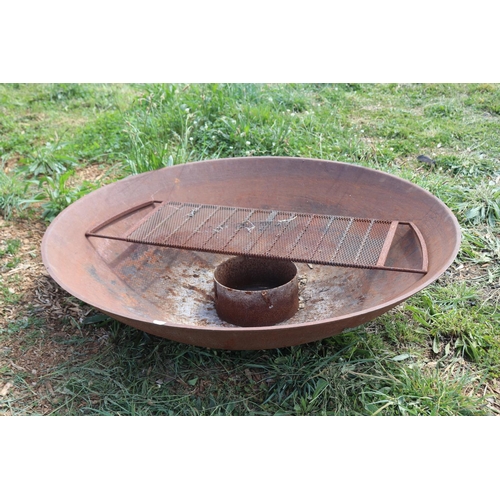 99 - Large steel dish saucer shape fire pit, approx 151cm dia