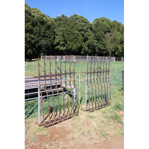 213 - Pair of large antique French wrought iron window security grill (ex bank in Tours France), approx 13... 