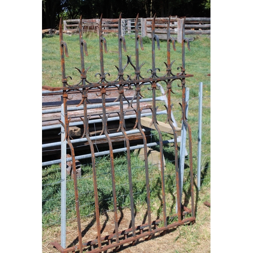 213 - Pair of large antique French wrought iron window security grill (ex bank in Tours France), approx 13... 