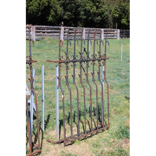 213 - Pair of large antique French wrought iron window security grill (ex bank in Tours France), approx 13... 