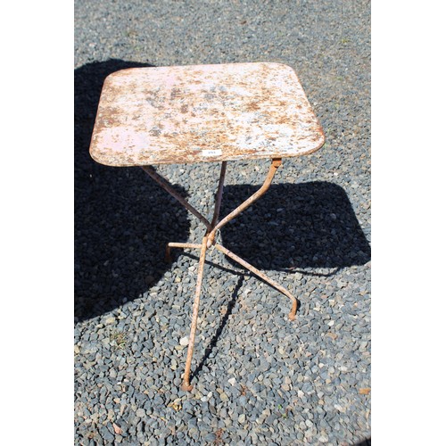 253 - Antique French folding patio or garden table, approx 71cm H x 49cm Sq