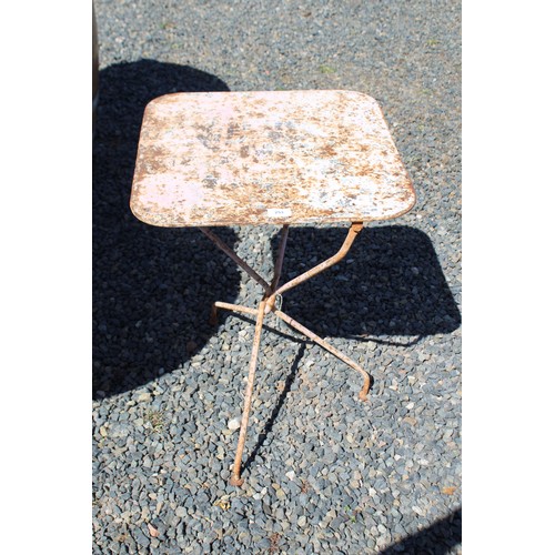 253 - Antique French folding patio or garden table, approx 71cm H x 49cm Sq