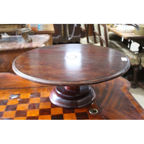 377 - Antique circular lazy Susan, mother of pearl inlaid Centre, approx 20cm H x 50cm Dia