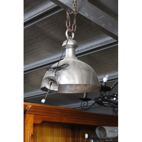406 - Large hanging industrial style light, approx 50cm H x 47cm Dia