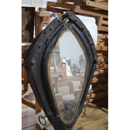 449 - Antique late 18th century horse collar and hames, converted to mirror, approx 67cm x 37cm