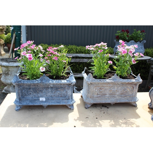 67 - Pair of antique French cast iron garden planters each treated with rust converter, approx 26cm H x 2... 