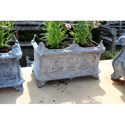 67 - Pair of antique French cast iron garden planters each treated with rust converter, approx 26cm H x 2... 