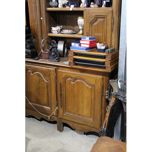 511 - Antique French oak Vaisselier buffet with central comtoise clock, untested, enamel dial signed R Jun... 