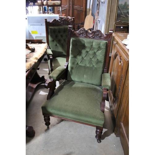 514 - Pair of generous size antique late Victorian period open arm chairs (2)