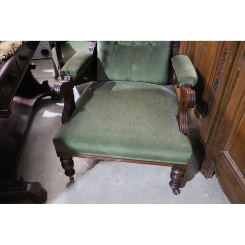 514 - Pair of generous size antique late Victorian period open arm chairs (2)