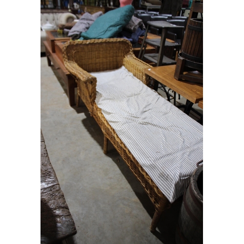 584 - Vintage cane day bed, approx 179cm L x 85cm W