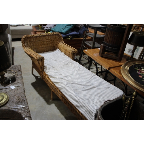 584 - Vintage cane day bed, approx 179cm L x 85cm W