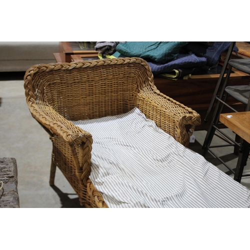 584 - Vintage cane day bed, approx 179cm L x 85cm W