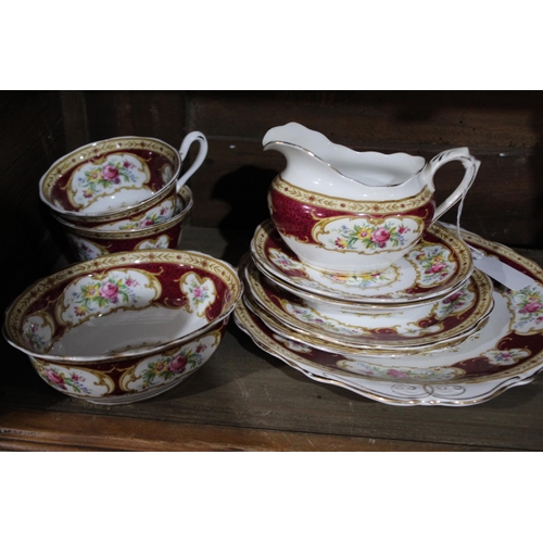 603 - Royal Albert Lady Hamilton tea for two to include Cups, saucers, plates, cake plate, sugar and cream... 