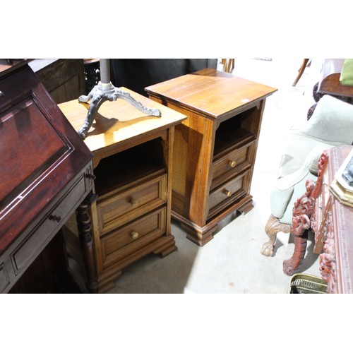 520 - Pair of Wentworth furniture bedside cabinets, with open shelf and two drawers below, each approx 79c... 