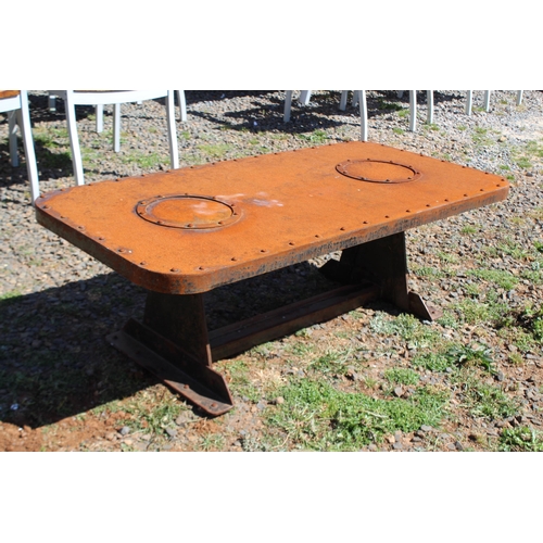 252 - Industrial iron studded trim coffee table