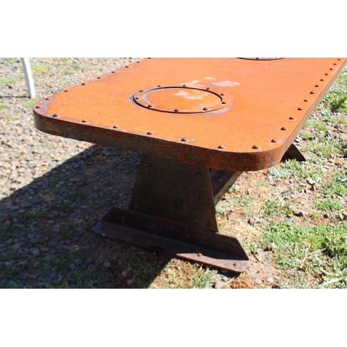252 - Industrial iron studded trim coffee table