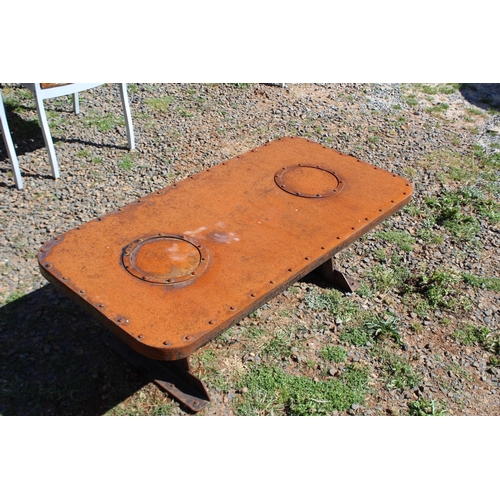 252 - Industrial iron studded trim coffee table