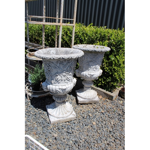 78 - Pair of Renaissance style composite stone garden urns, each approx 62ccm H x 44cm dia (2)