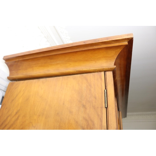 1008 - Antique satinwood two door robe, with single long drawer below, approx 220cm H x 138cm W x 61cm D