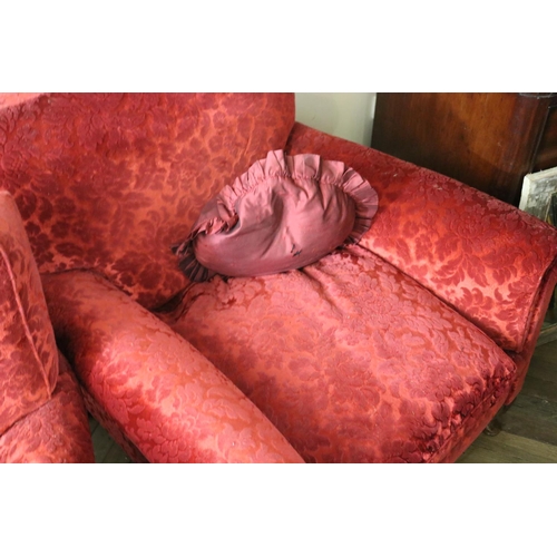 1022 - Pair of vintage red upholstered lounge armchairs (2)