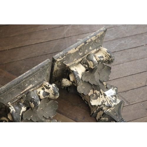1030 - Pair of antique cast zinc architectural wall brackets, approx 29cm H x 23cm W x 20cm D each (2)