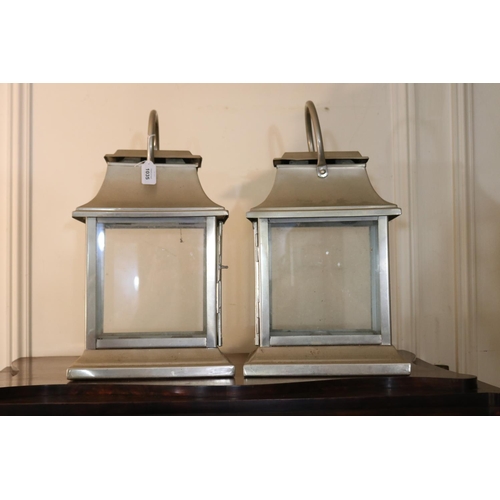 1035 - Pair of modern pagoda topped storm lights, with top carry handles, approx 51cm H including handle x ... 