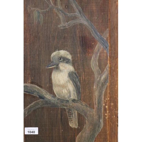 1040 - Silva Roth, two painted wood panels, Kookaburra & Cockatoo, approx 62cm x 30cm each (2)