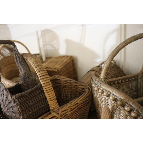 1054 - Good selection of cane baskets, approx 36cm H including handle x 52cm W x 37cm D and smaller
