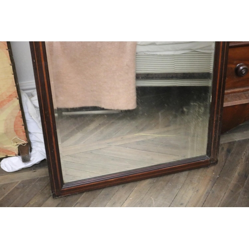 1055 - Inlaid rosewood framed bevelled glass mirror, approx 93cm x 82cm