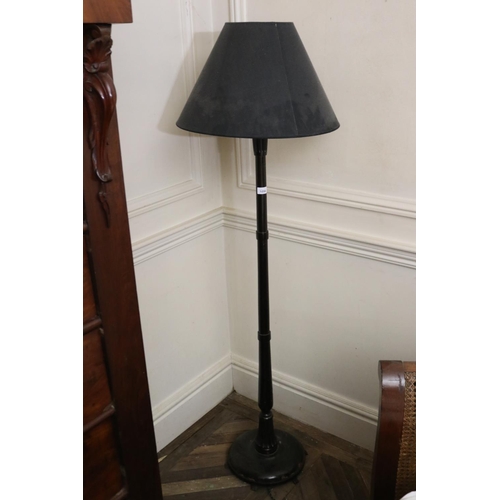 1056 - Vintage ebonized turned wood standard lamp, approx 163cm H