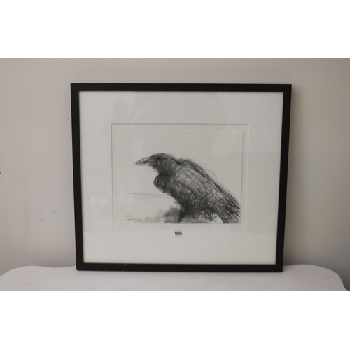 1059 - John Henry Olsen (1928-2023) Australia, Crow, charcoal on paper, signed lower left, approx 28 cm x 3... 