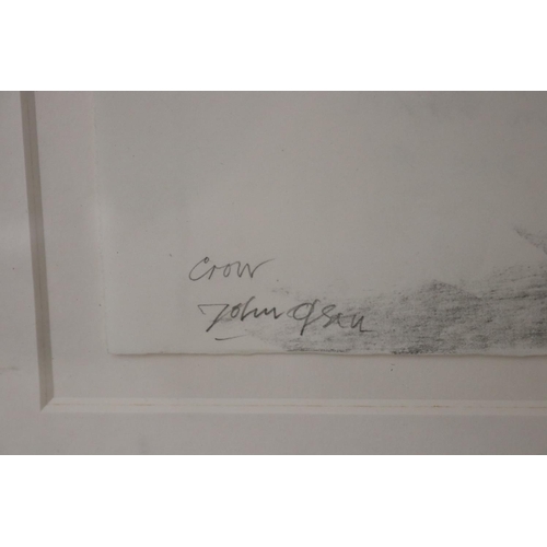 1059 - John Henry Olsen (1928-2023) Australia, Crow, charcoal on paper, signed lower left, approx 28 cm x 3... 