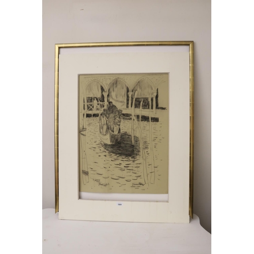 1084 - Dennis Baker (1951-.) Australia, Venice, Short cut, charcoal on paper, signed lower right, approx 75... 