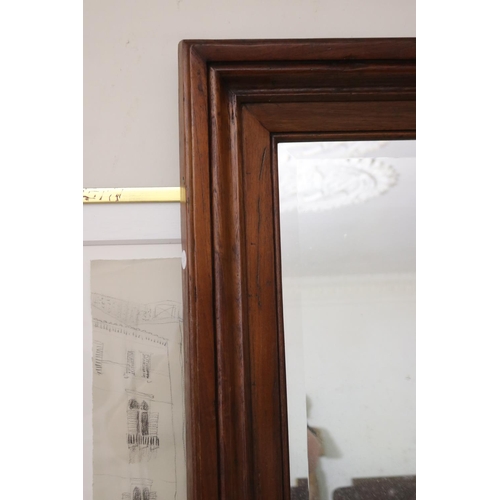 1123 - Large recycled wood surround wall mirror, approx 114cm x 84cm