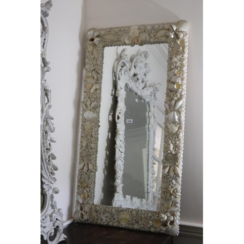 1129 - Shell mirror, 20th century, approx 121cm H x 68cm W