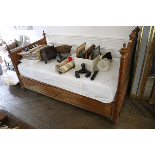 1135 - Antique French faux bamboo bed, approx 115cm H x 200cm L x 100cm W