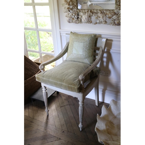 1137 - Antique style caned painted armchair