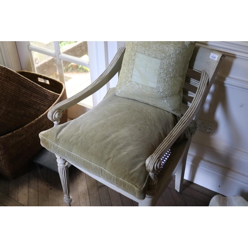 1137 - Antique style caned painted armchair