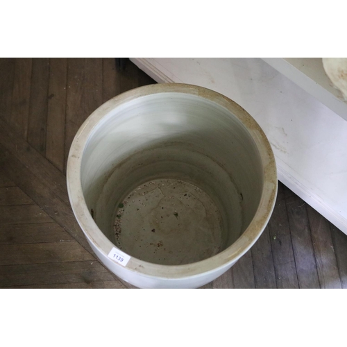 1139 - Antique glazed 8 gal pottery pot, approx 43cm H x 43cm Dia