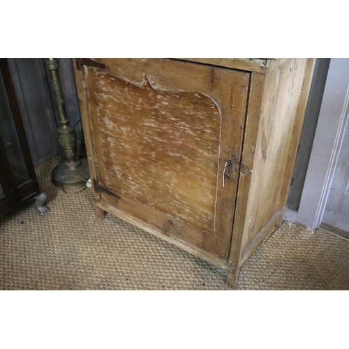1169 - Antique pine shield door cabinet, approx 100cm H x 91cm W x 56cm D