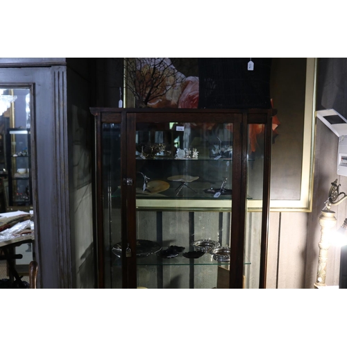 1175 - Vintage upright single door shop display cabinet, approx 179cm H x 92cm W x 46cm D