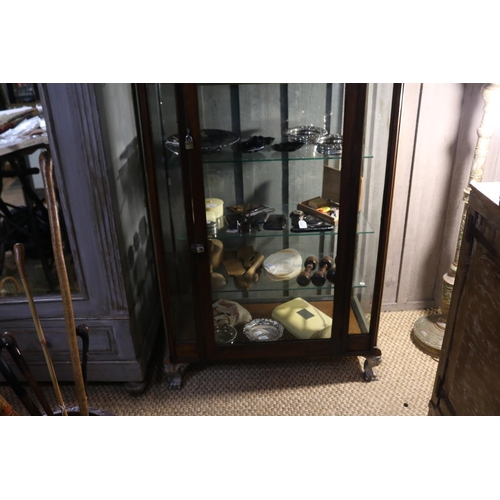1175 - Vintage upright single door shop display cabinet, approx 179cm H x 92cm W x 46cm D
